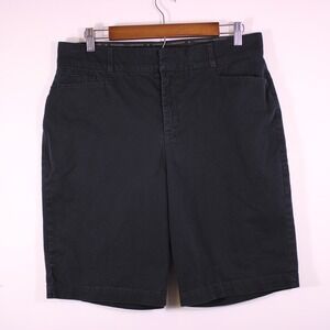 Gloria Vanderbilt Shorts Womens Sz 10 Black Grungy Elastic Stretch Fits 33x10.5
